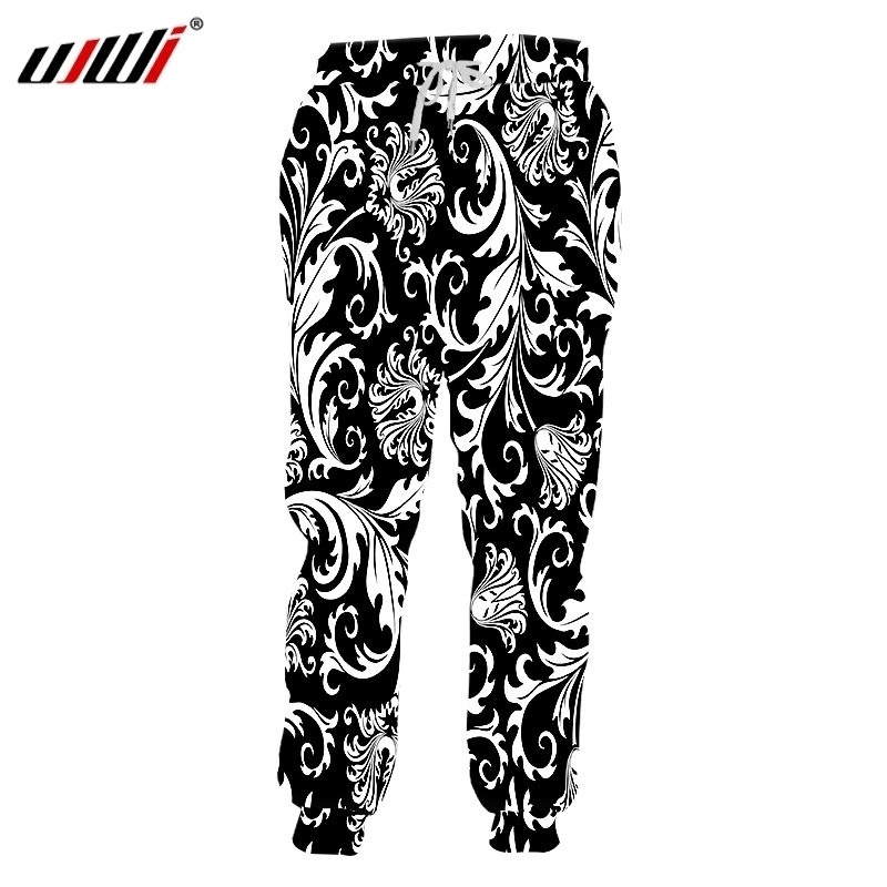 

UJWI Man Sweatpants Loose 3D Printed Baroque Black White Flowers Trousers Oversized Clothing Men Spring Pants Size Custom 220613, Beige
