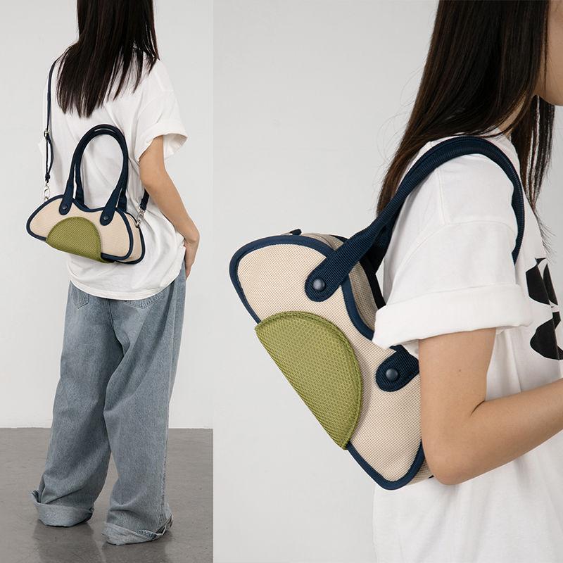 

Retro Half-Moon Shoulder Underarm Bag PU Leather Armpit Crossbody Designer Ladies Portable Handbag Totes Purse, As picture