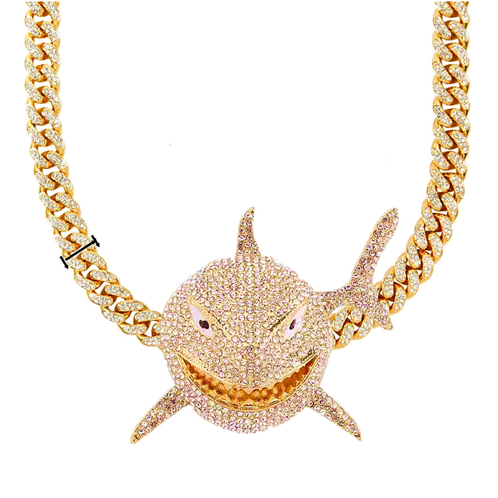

Pendant Necklaces Xikui Diamond Necklace Chain 18k Gold Plated Hip Hop Shark With Cuban Width 1m Length 19 7in50cm For Men/women Ice amDHh