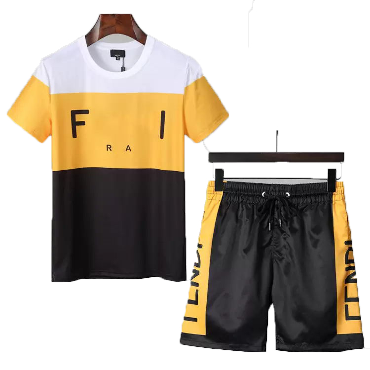 Tracksuits Summer Sportswear Men's Casual Suit Plaid Short Sleeve Shorts Set Fashion Letter Print 2 Piece Set M-3XL