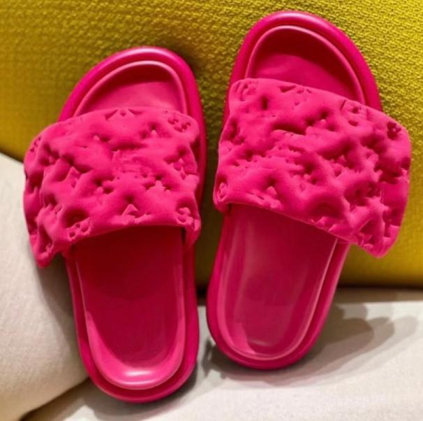 Luxury Velcro Platform Slippers and Sandals Carved Genuine Leather Silk Satin Embossed One Word Men Women Couple flat Slippers 35-46