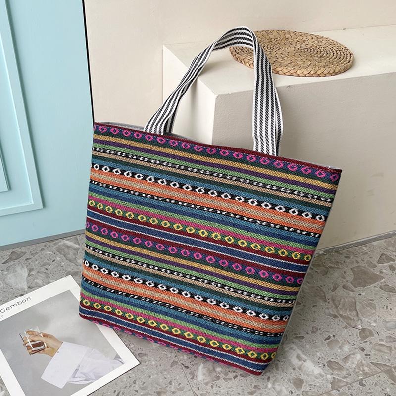 

Evening Bags Ethnic Trend Women's Tote Bag 2022 Summer Beach Shoulder For Women Nylon Shopper Striped Design Female HandbagEvening, Style 7