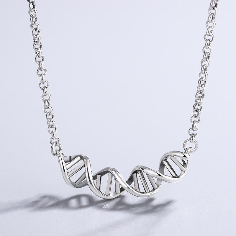 

Chains VENTFILLE 925 Sterling Silver DNA Twisted Spiral Necklace For Women Personality Trendy Party Gifts Jewelry 2022 Drop