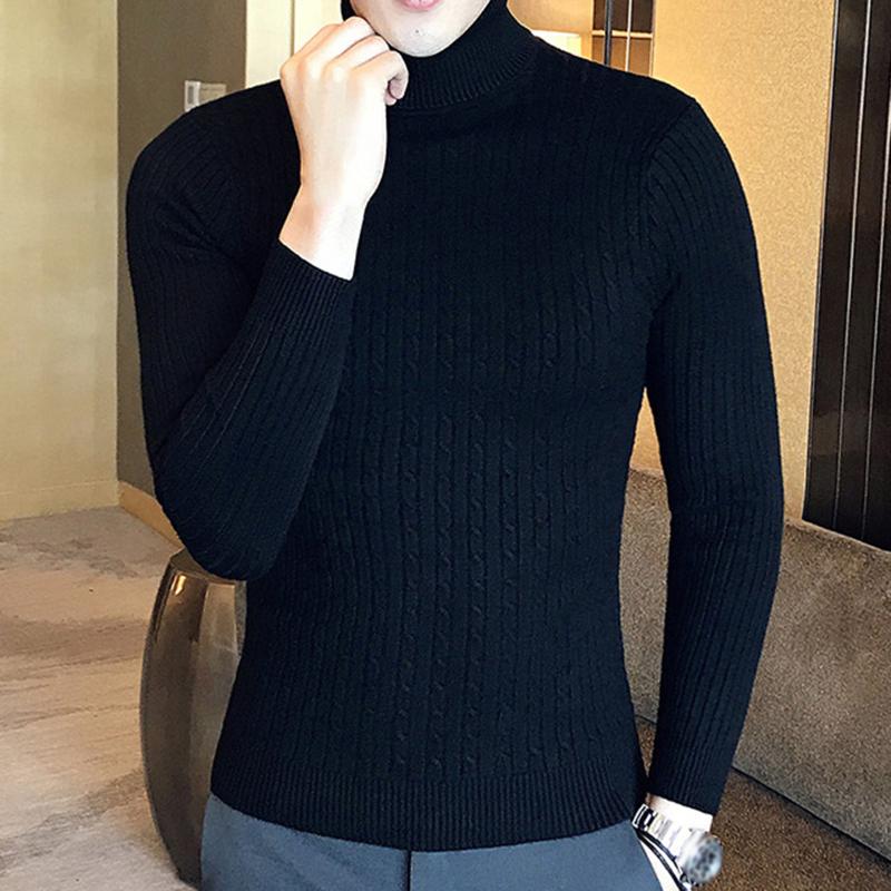 

Men's Sweaters Autumn Winter Men'S Sweater Turtleneck Solid Color Casual Slim-Fit Knitted PulloversMen's, Grey