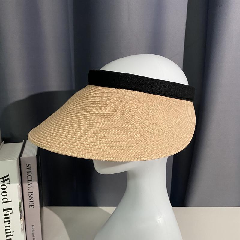 

Wide Brim Hats Large Hand-knitted Straw Hat Go Out Anti-ultraviolet Empty Top Comfortable Senior Sun Ladies HatWide WideWide, Black