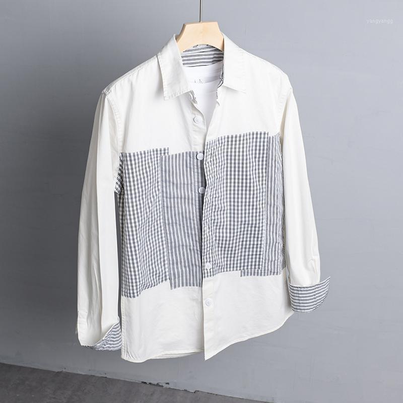 

Arrival Long Sleeve Stitching Plaid Shirt Men Casual Brand Shirts For Fashion Comfortable Mens Chemise Camisa Men's, Black