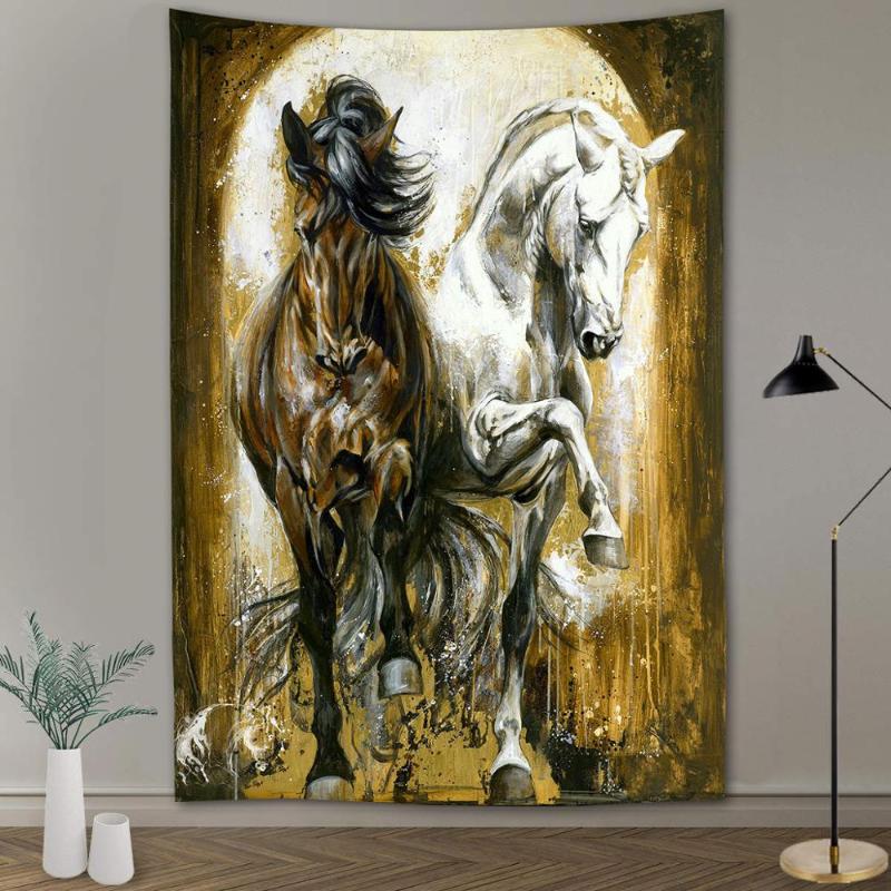 

Tapestries Black WhitePentium Horse Wild Leopard Animal Print Wall Hippie Tapestry Polyester Fabric Home Decor Rug Carpets Hanging