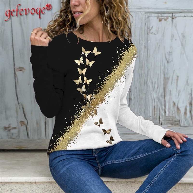 

Fashion Print Harajuku T-Shirt Women Spring Autumn Long Sleeve Vintage Plus Size Top Female Casual Basic Tee Shirt Clothing 220321