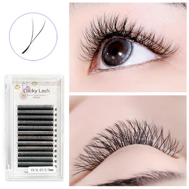 

False Eyelashes Shape Premade Fans Eyelash Extensions For Salon Individual C Curl 2D YY Lashes Y LashesFalse
