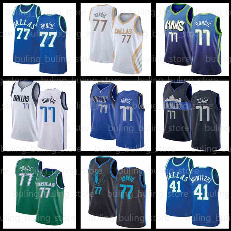 

Dallas''Mavericks''Jerseys Luka Doncic Basketball Jersey 77 2021 2022 Kristaps Porzingis 41 Dirk Nowitzki Blue Mens Stitched Black 22 21 Embroidery, Men 75th jersey