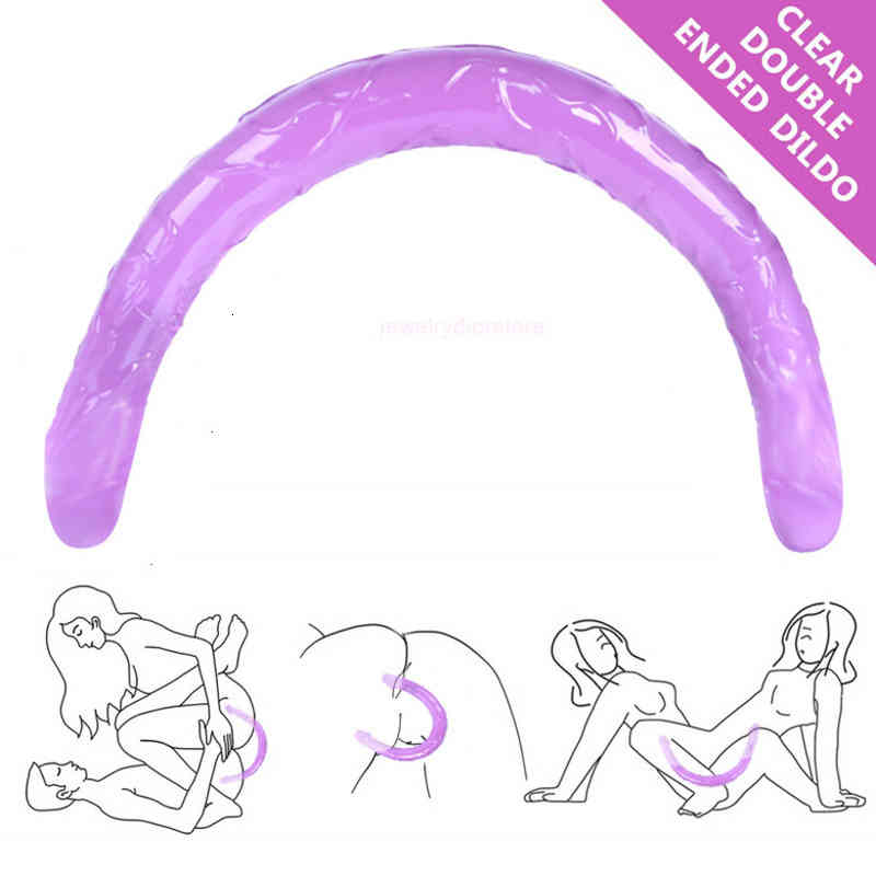 Massager Vibrator Double Long 44cm Soft Jelly Dildo Realistic Dildos Cock Lesbian Vaginal Anal Plug Flexible Fake Penis For Women Sex Toys-image-796722406