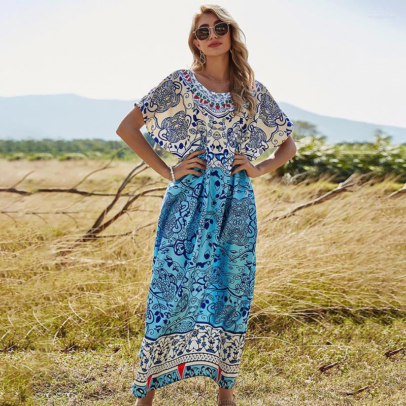 

Casual Dresses Arrival Summer Women Plus Size Dress Lesisure Printing Loose, Blue