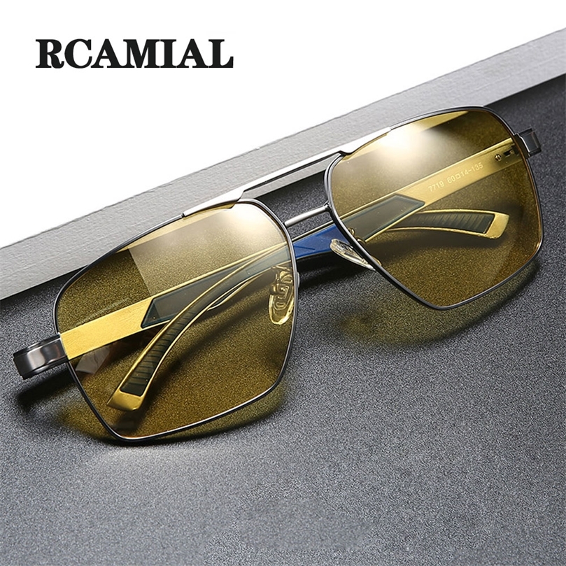 

RCAMIAL Pochromic Sunglasses Men Polarized AntiGlare Lens UV400 Aluminum Magnesium Frame Car Driving Day And Night Glasses 220616