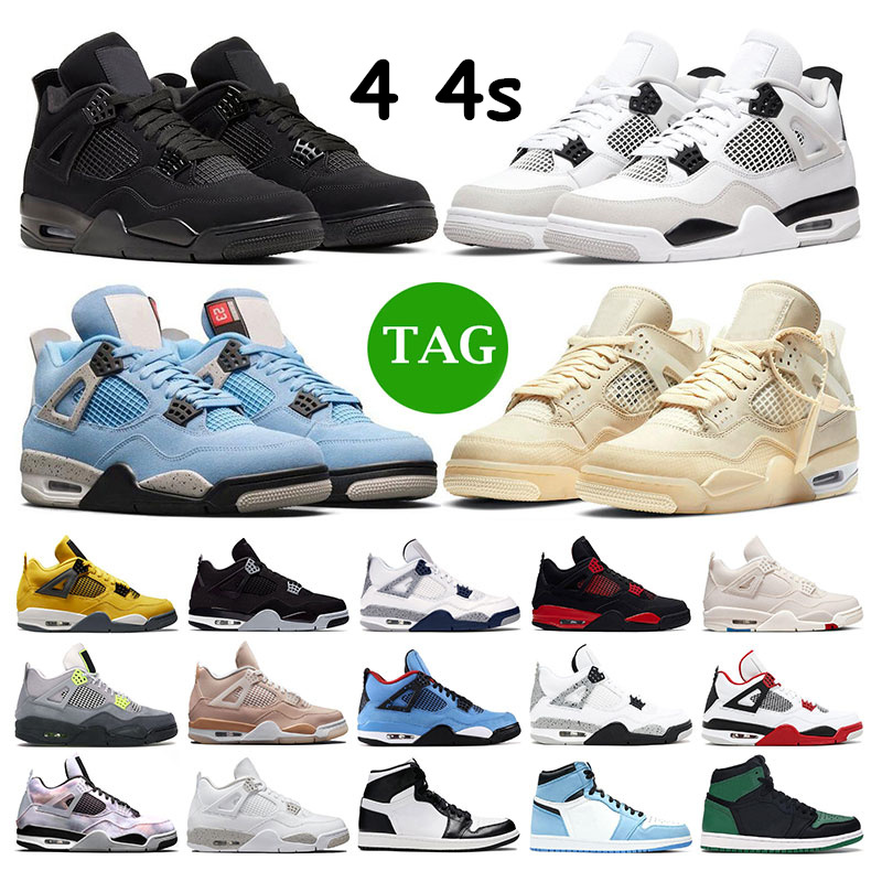 

University Blue Basketball shoes 1s Hyper Royal Dark Mocha men running sneakers 4s Military Black Cat Midnight Navy Canvas women outdoor sports trainers, 15 36-47