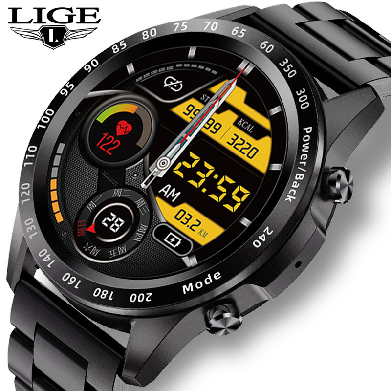 

LIGE 2022 Bluetooth Call Watch Smart Watch Men Full Touch Fitness Tracker Blood Pressure Smart Clock IP68 Waterproof