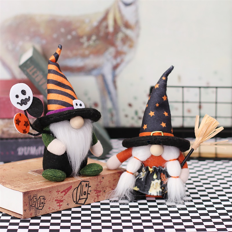 

Festive Party Supplies Halloween Decorations Cute Gnome Dolls With Balloon Brooms Cartoon Couple Doll Halloween Gifts Home Decor 10 5mg D3