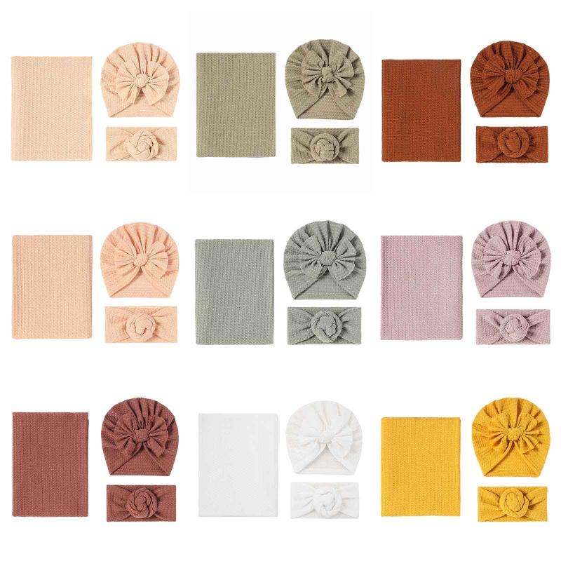 

Blankets & Swaddling Pcs Born Waffle Wrap Headband Hat Set Baby Receiving Blanket Sleepsack Hair Band Kit For InfantsBlankets, Yellow