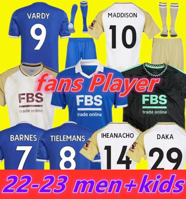 

22/23 VARDY City Soccer Jerseys CAMISETA MADDISON IHEANACHO 2022 2023 IHEANACHO BARNES TIELEMANS AYOZE DAKA LOOKMAN Men Kids Kits football shirt Player version, Yellow