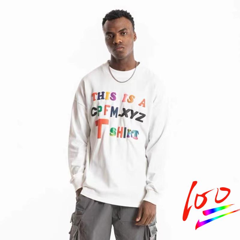 

Men' T-Shirts High Quality This Is A CPFM.XYZ T Shirts Colorful Foaming Printing Brand Clothing Casual Long-Sleeve Men WomenMen, Orange
