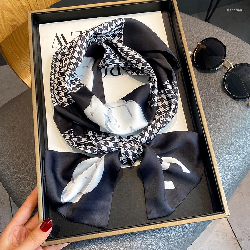 

Scarves Long Plaid Silk Scarf Ribbon Women Satin Neck Hair Tie Band Soft Work Neckerchife 2022 Luxury Designer Hijab Head Female FoulardScar