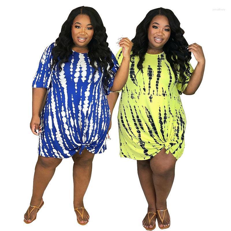 

Plus Size Dresses Women Mini 4x Summer 2022 Crewneck Sweet Short Dress Casual T Shirt Bodycon Wholesale Drop Jona22, Blue
