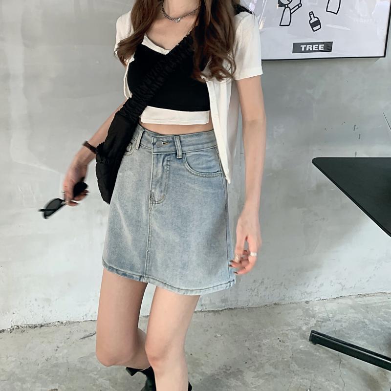 

Skirts 2022 Mini Dress High Waist Jeans Woman Summer Bodycon Denim Korean Fashion Party Women Clothes Streetwear Faldas FWPY3366, Light blue