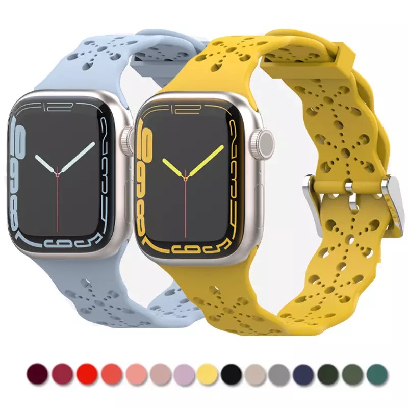 

Soft Silicone Lace Designer Straps For Apple watch Series 7 6 2 3 4 5 Bands Women iWatch 45mm 41mm 38MM 42MM 40MM 44MM Band Strap Wristband