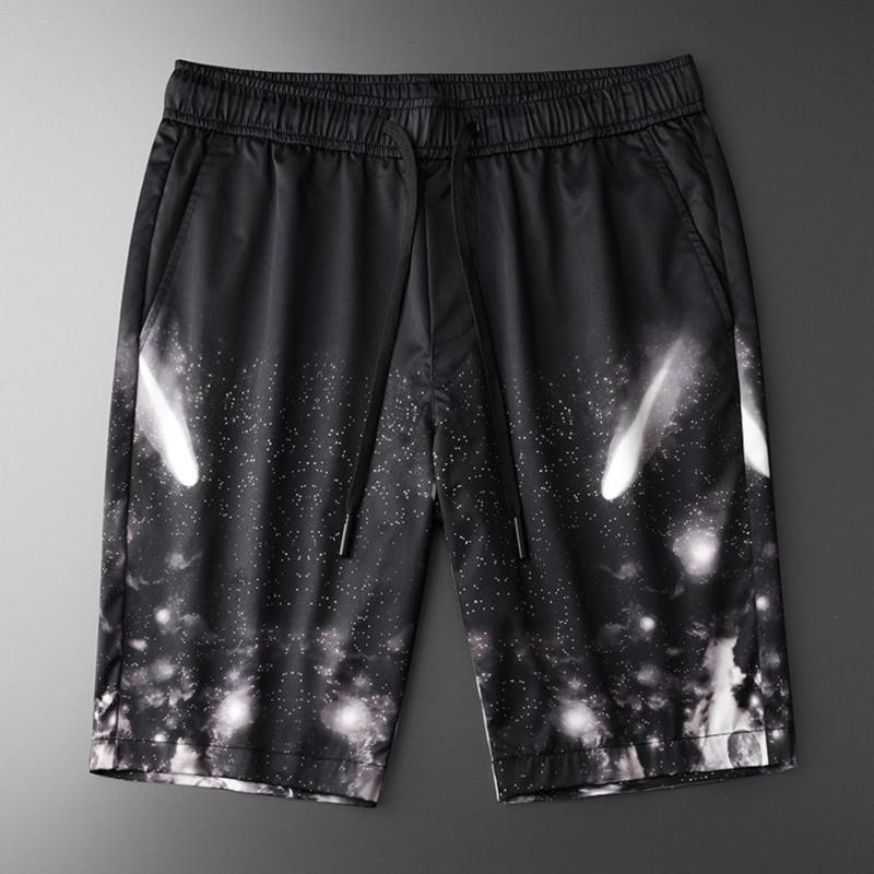 

Men's Shorts Summer Mens Luxury Starry Sky Allover Printing Knee Length Men Plus Size 3XL 4XL Elastic Waist ManMen's, Black hk xs19077