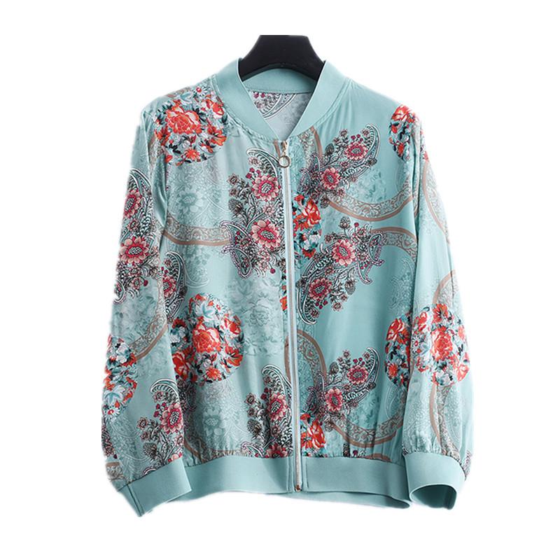 

Women's Jackets Size -5XL Women Chiffon Printting Jacket Spring Summer Thin Coat Cardigan Female Long Sleeve Tops Woman Perspective Clothes, Sky blue