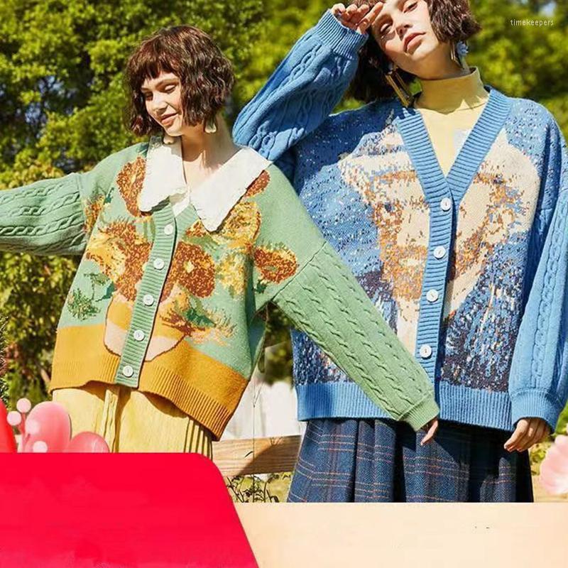 

Women' Knits & Tees Cardigan Women Sweater Mujer 2022 Vintage Long Sleeve Top Elegant Luxury Embroidery Knitwear Sweaters High Street TopsW, Green