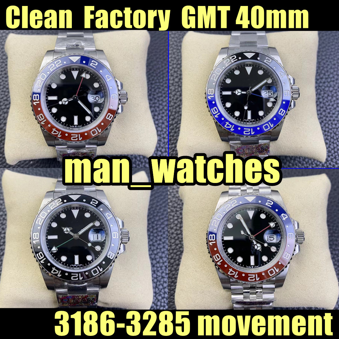 

CLEAN Factory Watches 40mm GMT 126710 126710BLRO Batman Ceramic Bezel Jubilee Bracelet CAL.3186 Movement Mechanical Automatic Mens Watch Men's Wristwatches, Box