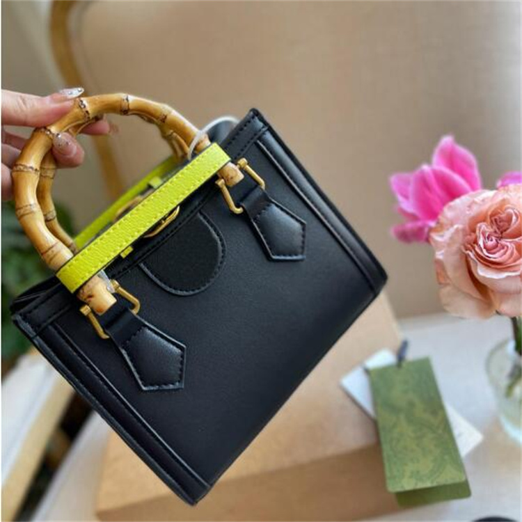 

Top Quality Diana's Bamboo Tote Bag Luxury Designer Handbag Genuine leather Shoulder Bags Womens Purse Fashion Evening Bags, Yellow