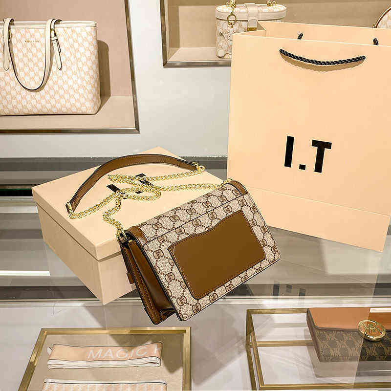 

Handbag Light luxury leather chain women's new autumn and winter sling Shoulder Messenger Bag organ, Brown 1