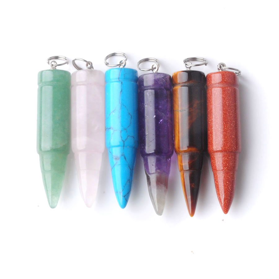 

WOJIAER Unique Bullet Design Natural Gemstone Suspension Pendants Bead Healing Pointed Reiki for Women Men Necklaces Jewelry BN346