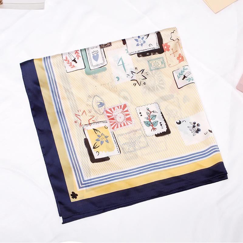 

Scarves 70x70 Ring CUTE Ins Multipurpose Women Silk Twill Scarf Satin Square Tie Hairband Ladies Foulard Femme Towel Bufanda ShawlScarves