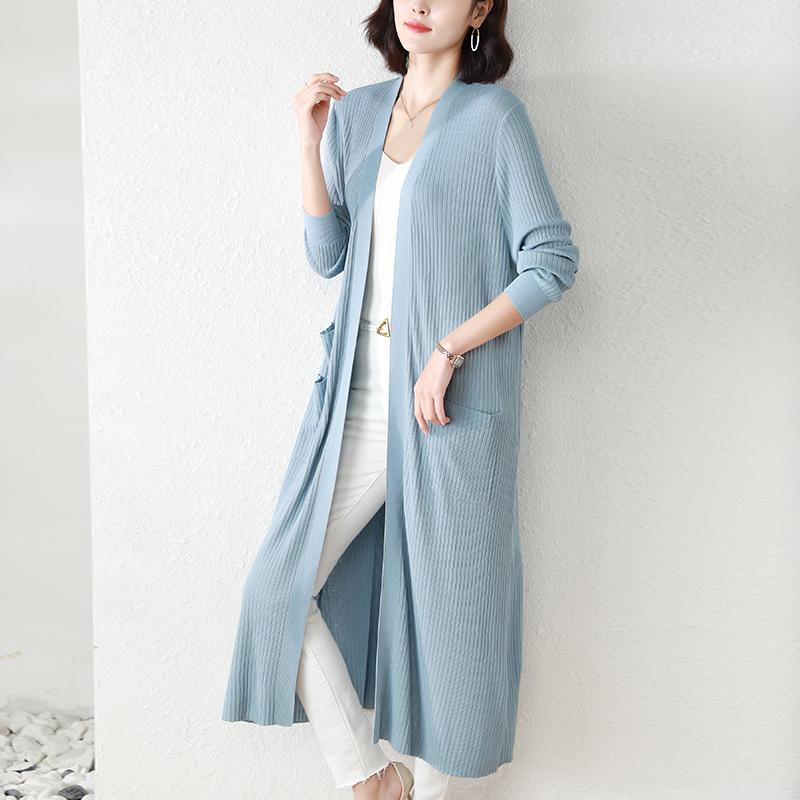 

Women's Knits & Tees Women Thin Long Cardigan 2022 Autumn Spring Sleeve Knitted CoatWomen's, Black