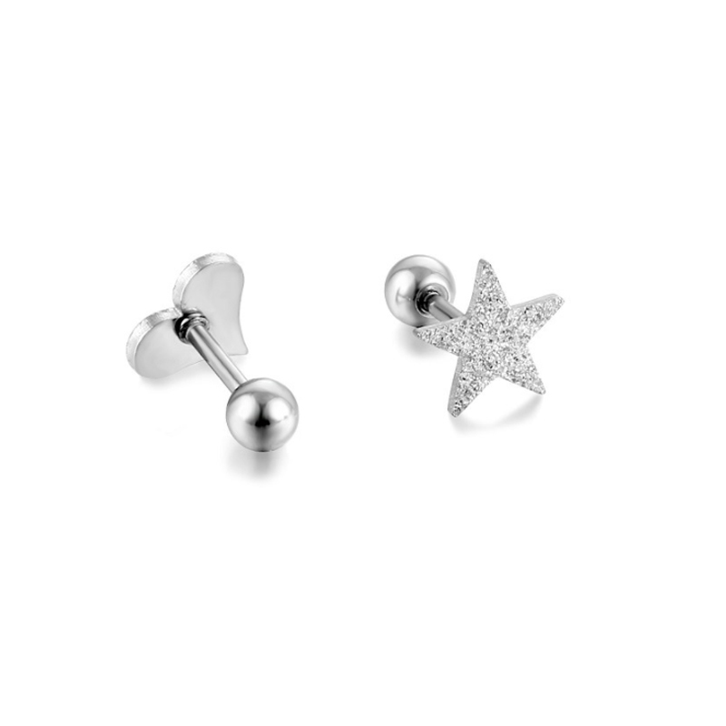 

Sanding Surface Ear Cartilage Tragus Studs Earrings Stainless Steel Body Heart Shaped Piercing Jewerly For Women