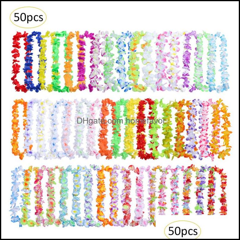 

Decorative Flowers Wreaths Festive Party Supplies Home Garden 50Pcs Hawaiian Wreath Leis Garland Artificial Necklace Hawaii Flow Dhq0C, Shipped out in randomly sended colors