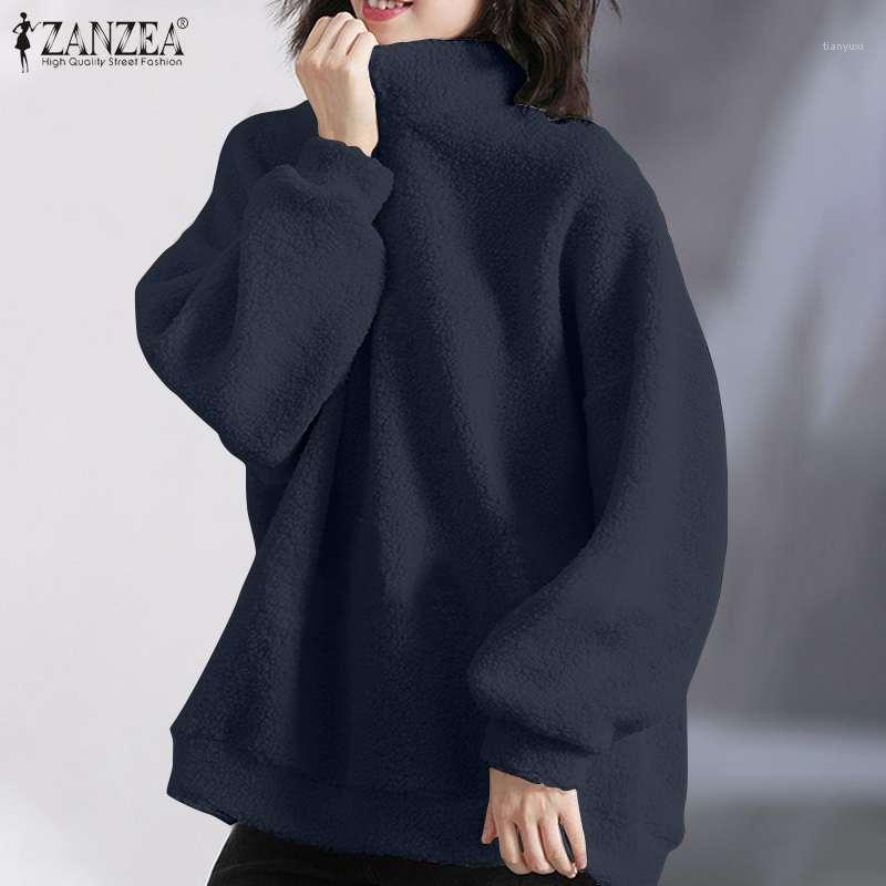 

Stylish Fluffy Hoodies Women' Turtleneck Sweatshirs Solid Long Sleeve Pullovers Female Spring Zipper Tops Plus Size & Sweatshirts, Khaki