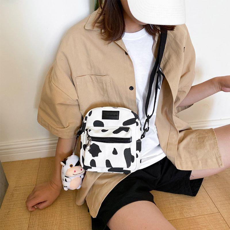 

Evening Bags Women Ladies Cartoon Cow Print Shoulder Bag Canvas Crossbody Tote Purse Messenger Satchel ToteEvening, Beige