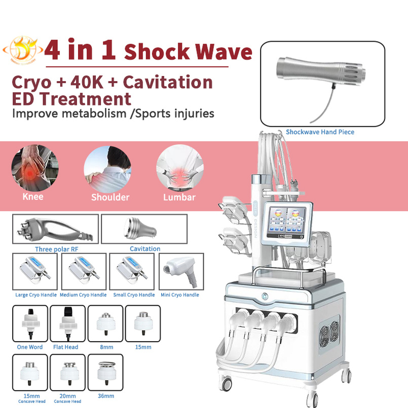 

2In1 Shock Wave Cryolipolysis Machine Multiple Function Acoustic Shockwave Cool Cryotherapy Slimming