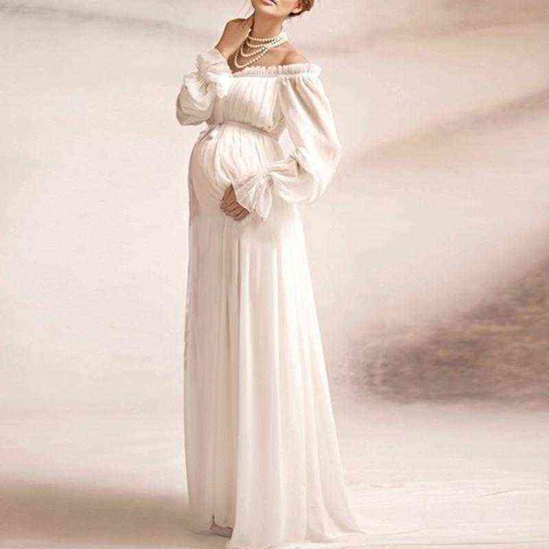 

New Maternity Photography Props Stretchy Pregnancy Long Maternity Dress for Photo Shoot Sweetheart Dresses 150cm G220418, White