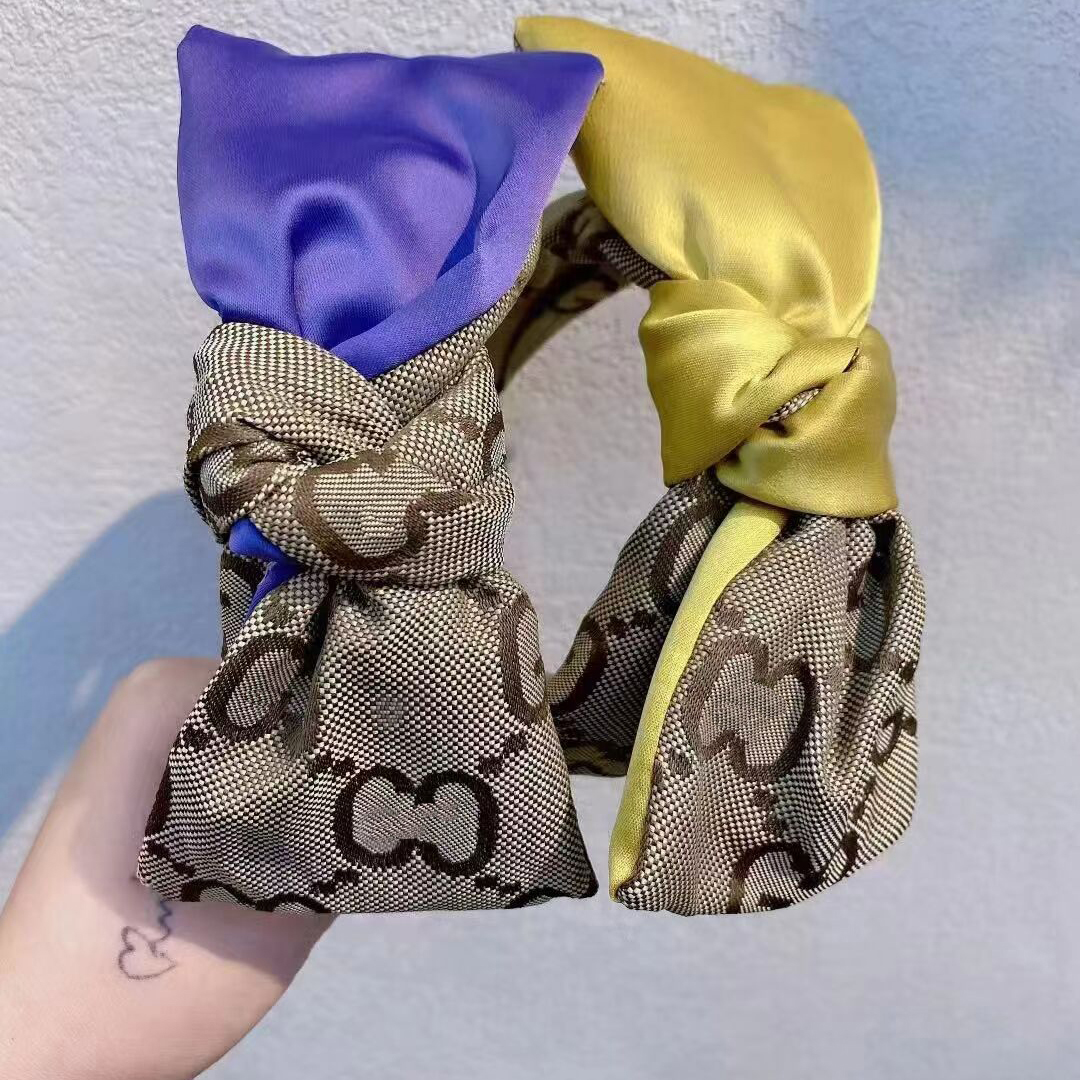 

Designer Luxury Bowknot Print Knotted Hair Bands Headbands For Women Handmake Double Lether Letter Hair Hoop Girl Headband Sports Fitness Head Wrap Accessories