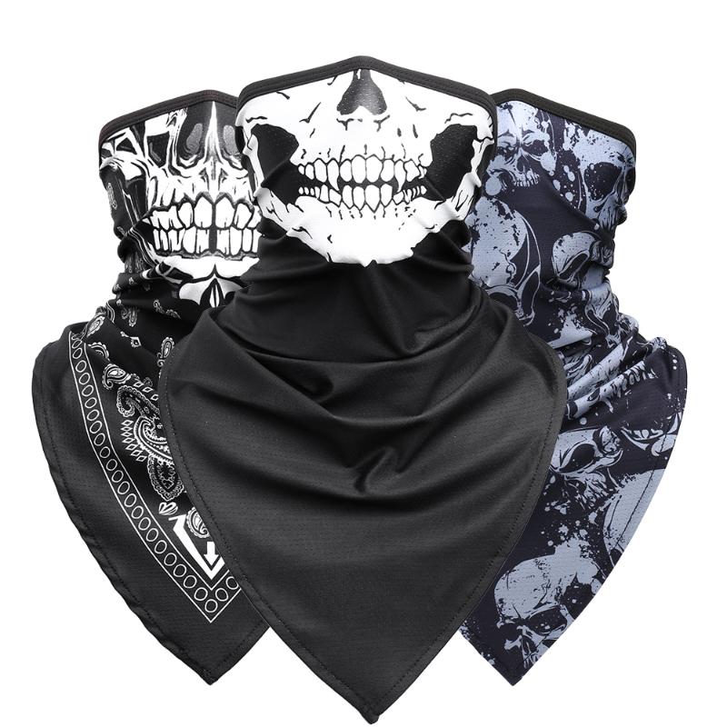 

Bandanas Breathable Sport Skull Face Bandana Half Printed Mask Ski Reusable Tube Scarf Fishing Hiking Running Neck Gaiter Cover Men Women