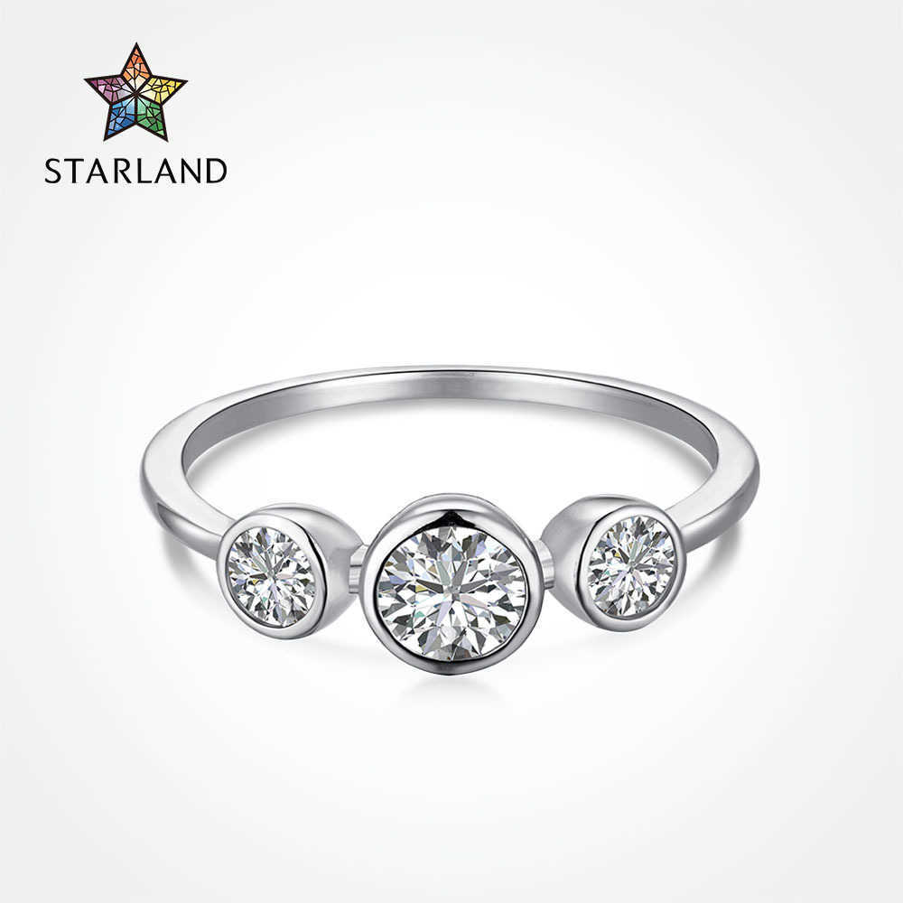 

New S925 Silver Ring Female Minority advanced sense simple set 5A zircon ring plated 18K high carbon diamond