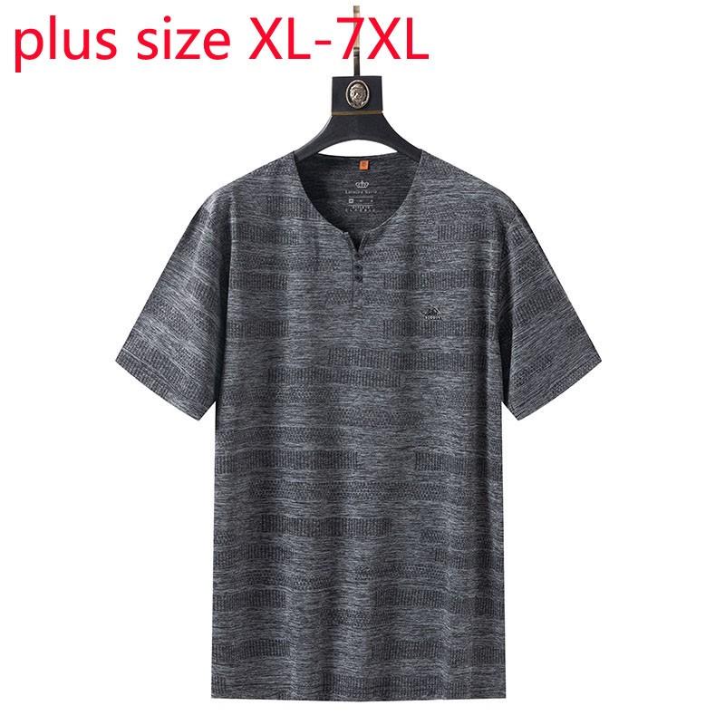 

Men's T-Shirts Arrival Fashion Super Large Summer Ice Silk Short Sleeve Casual V-neck Tshirt Men Plus Size XL 2XL 3XL  5XL 6XL 7XL
