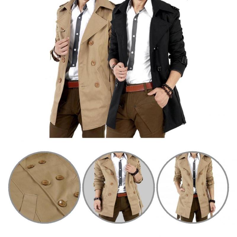 

Men's Jackets Men Coat Terrific Simple Winter Trench Anti-wrinkle Plush TrenchMen's, Black