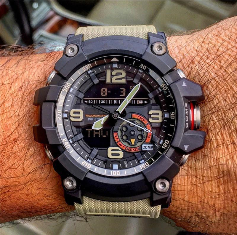 

Men's Watch Sports Quartz Digital Watch GG-1000 Solar Automatic Hand Raise Light LED Dual Display Full Function Waterproof World Time, #1