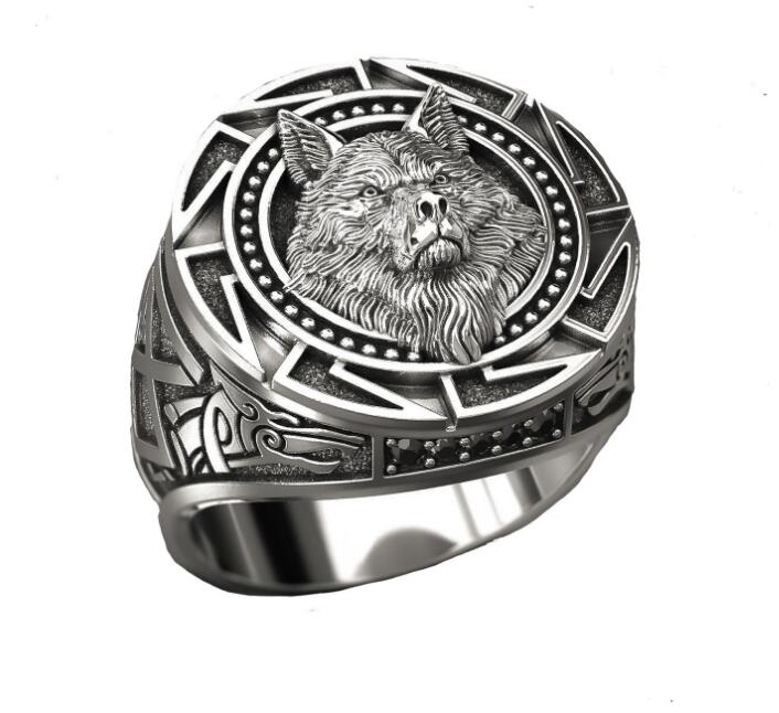 

Viking Warrior Wolf Head Rings for Men Punk Jewelry Retro Wolf Totem Male Silver Color Ring Hip Hop Finger Bands GC894
