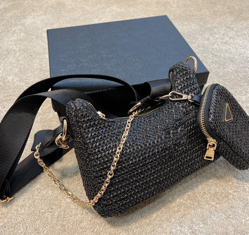 

Trio Cross Body Shoulder Bags Women Wallets Stripes Clashing Colors Designers All-Match Handbag Letter Fashion Purses 2022 Top Quality Handbags For Women Luxury, Black 25cm